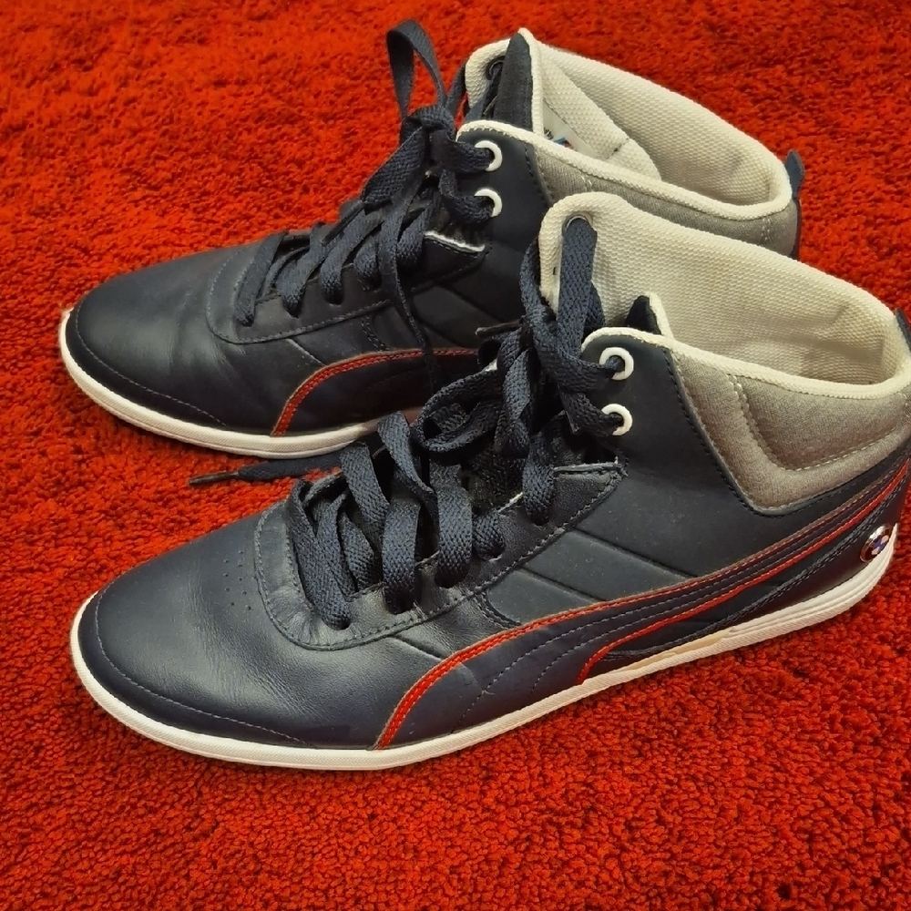Puma Blue and Red High-Top Sneakers